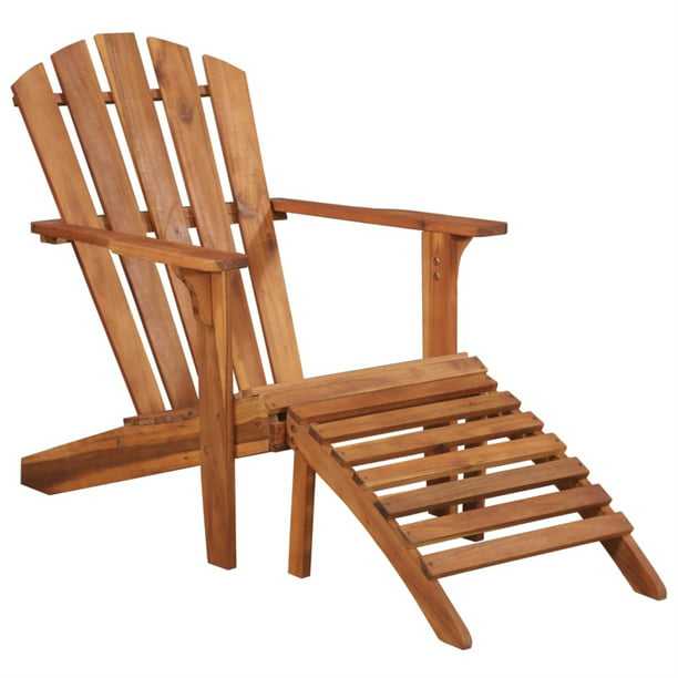 vidaXL Solid Acacia Wood Garden Adirondack Chair with Footrest Outdoor Seat